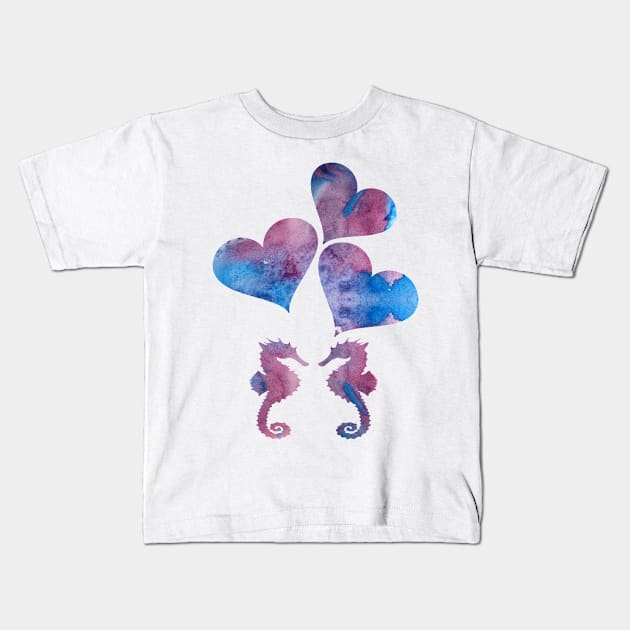 Seahorse Art Kids T-Shirt by TheJollyMarten